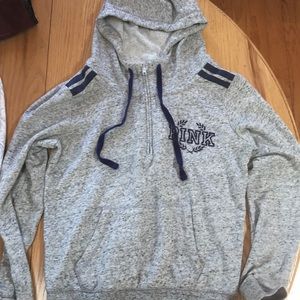 Pink grey pullover sweater with zip size M